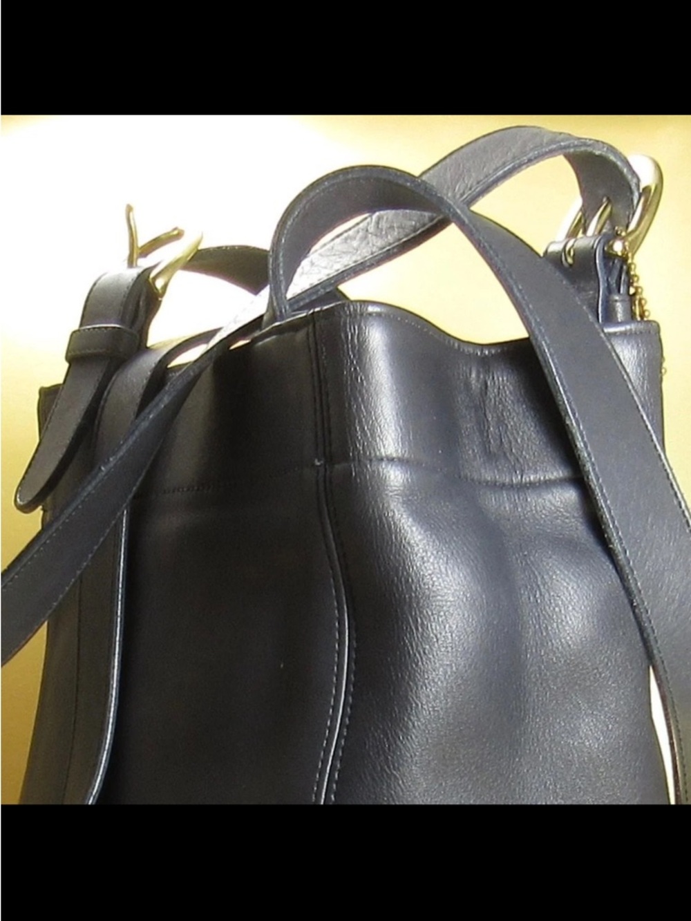 Coach Black Leather Double-Strap Shoulder Bag - Picture 15 of 16
